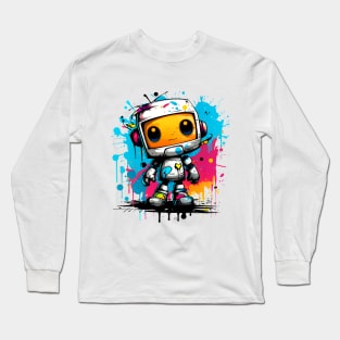 Cute cartoon Robot. Funny cyborg. Long Sleeve T-Shirt